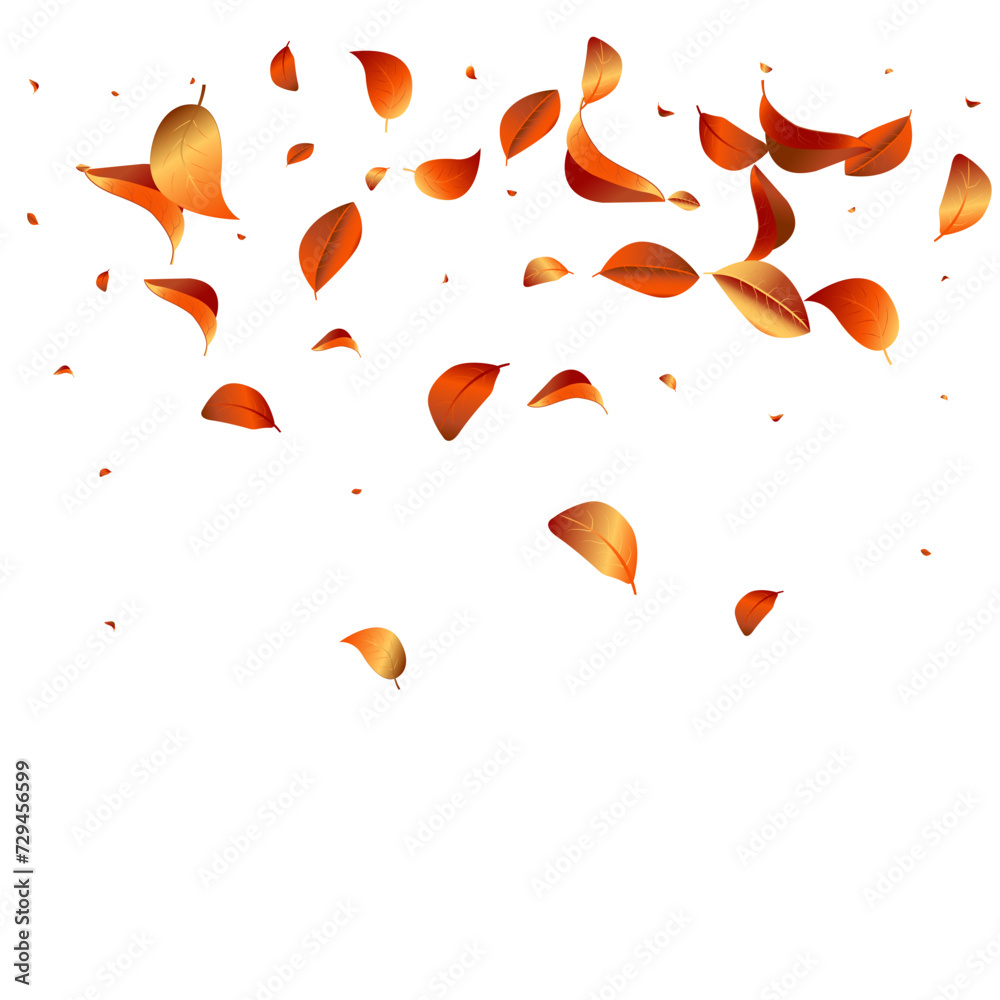 Red Foliage Blur Vector White Background Pattern.
