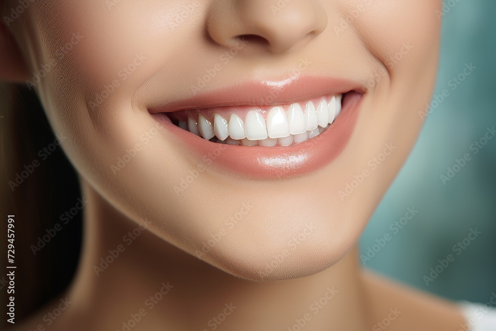Close-up of a woman smile. Beautiful teeth and painted lips close-up Close-up of a woman smile. Beautiful teeth and painted lips close-up