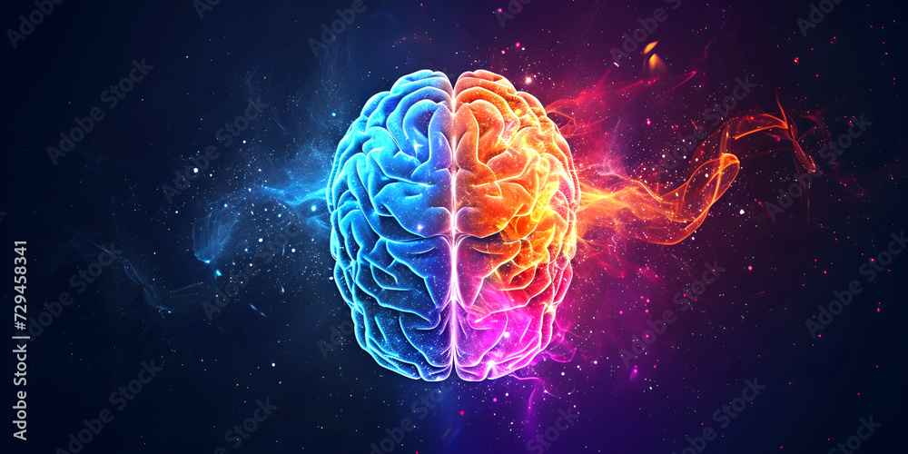 Brain explosion with multicolored dust on a black background ,Unleashing the Power of Colorful Minds, The neurochemistry of productivity ,The concept of the human brain Brain explosion with multicolored dust on a black background ,Unleashing the Power of Colorful Minds, The neurochemistry of productivity ,The concept of the human brain