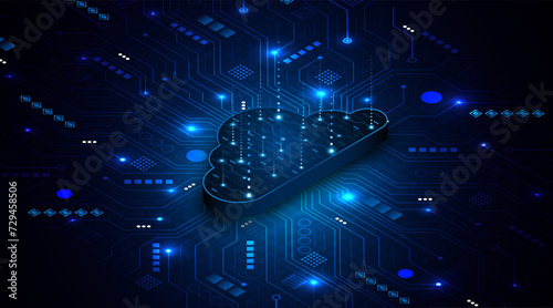 Cloud computing technology. Concept of mass storage on servers. Innovative modern cloud storage technology	