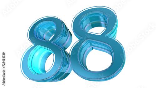 Creative cyan 3d number 88