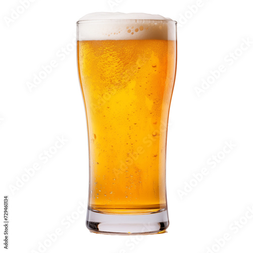 Glass of beer isolated on transparent and white background. Ideal for use in advertising. Generative ai