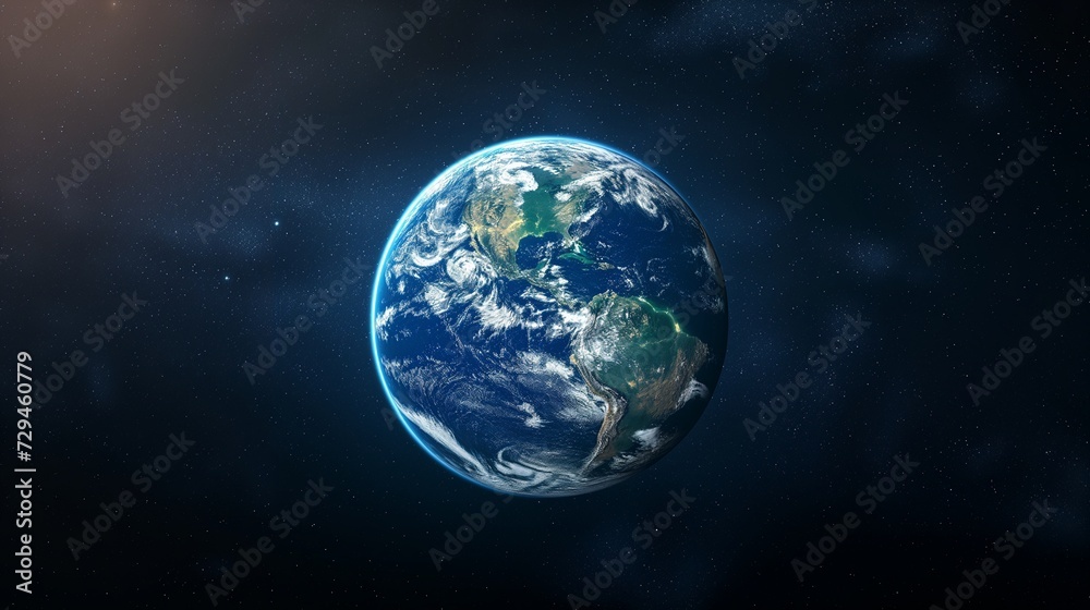 A breathtaking image captures the Earth in all its majestic beauty, a vivid representation of our planet suspended in the cosmos.  