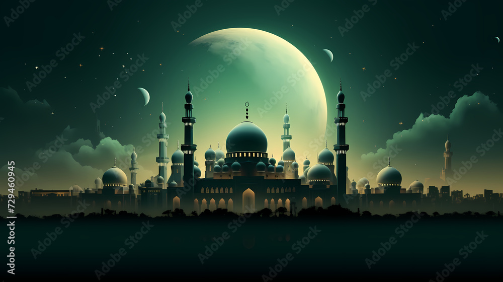 Glowing background for muslim feast in holy month of Ramadan Kareem