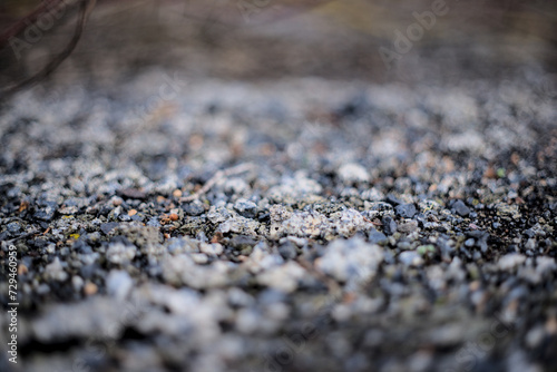 Photo of crushed stones blurred background. photo