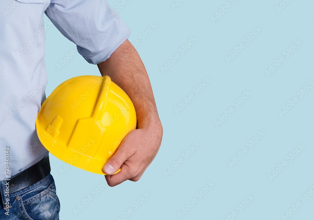 Professional worker with protective equipment at work concept