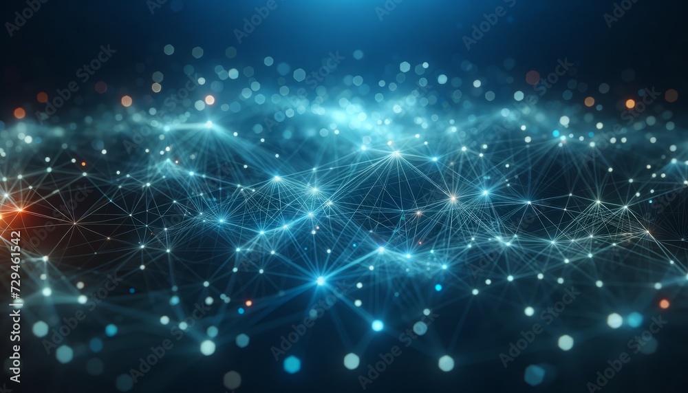 Abstract technology background with Glowing particles with depth of field and bokeh effect Futuristic Abstract technology background with Glowing particles with depth of field and bokeh effect Futuristic