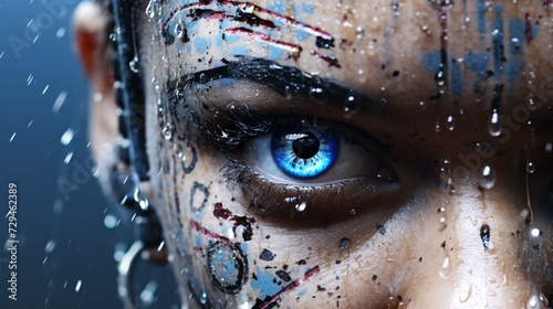 Close-up portrait of a woman with creative makeup, artistic beauty