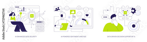 AI in Big Data abstract concept vector illustrations.