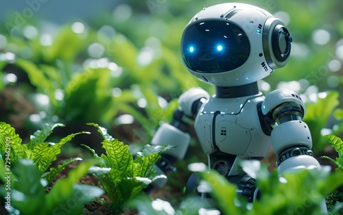AI robot which takes a walk in the garden