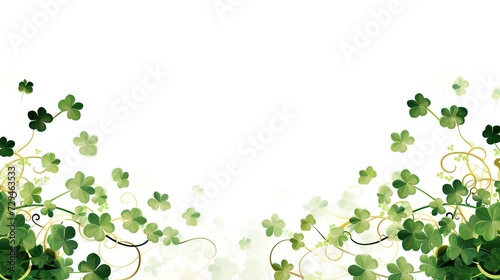 Four-leaf green clover on white background. Generative AI