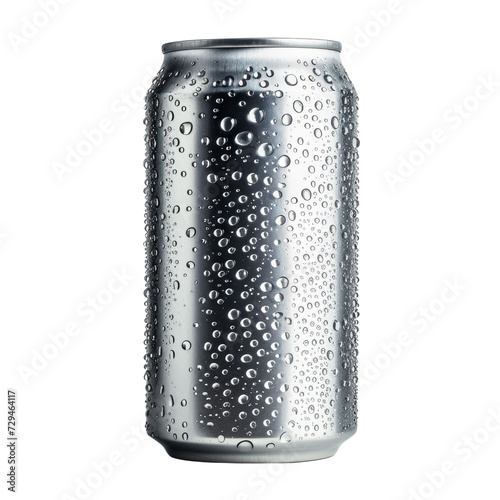 Dew-covered Soda Can Isolated on Transparent or White Background, PNG photo