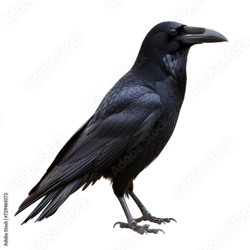 Isolated Crow: A Black Bird Isolated on Transparent or White Background, PNG