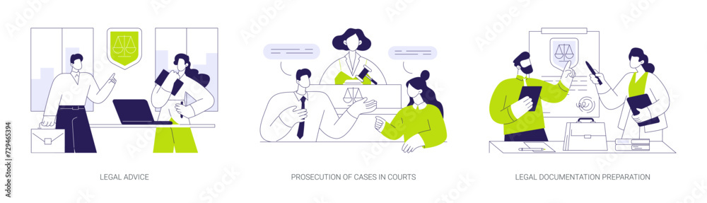 Legal department abstract concept vector illustrations.