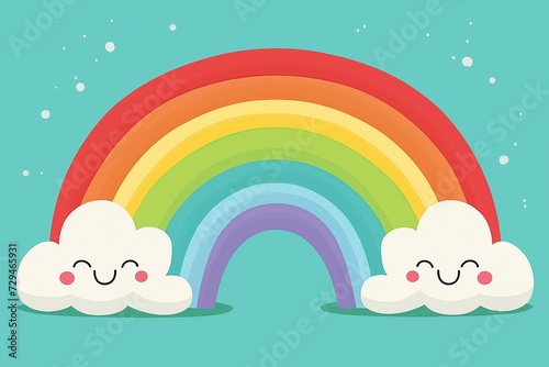 Charming Illustration of a Smiling Rainbow and Clouds