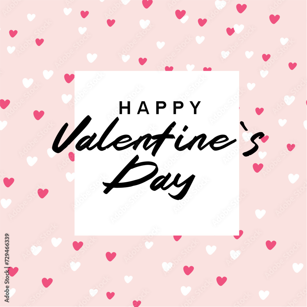 Valentine's Day holiday square template. Social media post or greeting card with hearts.