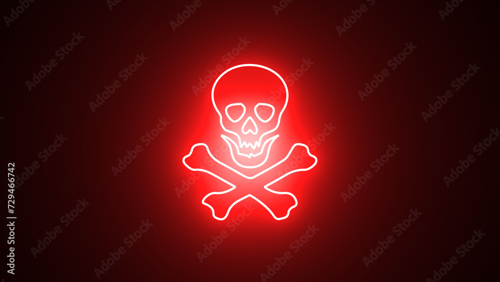 Neon glowing Skull and Crossbones Icon on black Background. Neon Skull & Crossbones Sign. Can be used for warning sign, banner, web design. Neon glowing Skull and Crossbones Icon on black Background. Neon Skull & Crossbones Sign. Can be used for warning sign, banner, web design.