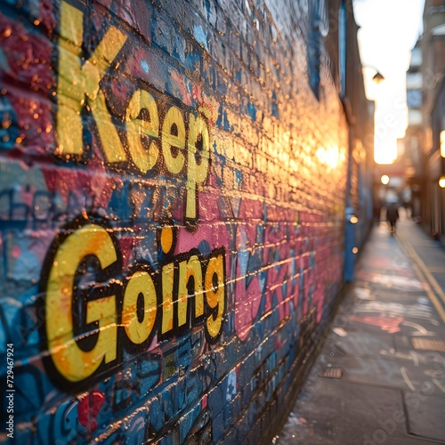 Urban Street Art "Keep Going" Sign 