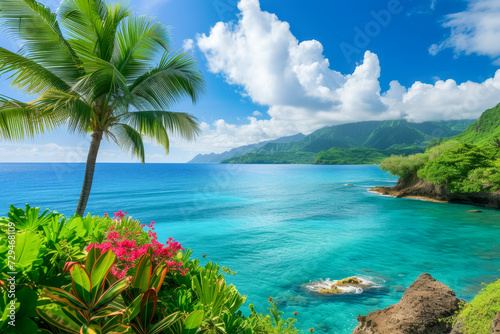 beach with palm trees