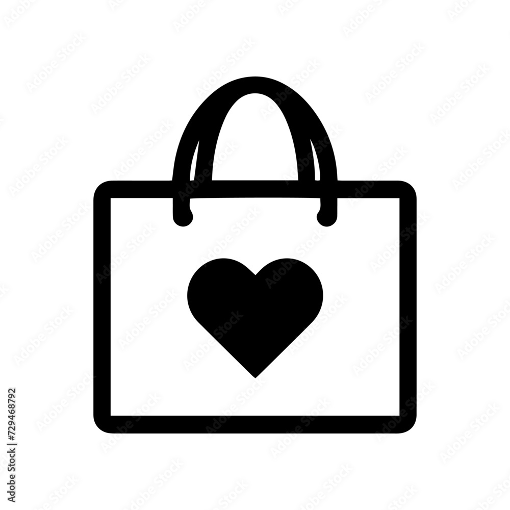 Shopping bag with heart icon, isolated on white background. Vector Illustration Shopping bag with heart icon, isolated on white background. Vector Illustration
