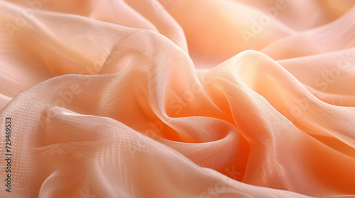 Abstract and Dynamic Composition of Soft Peach Fuzz Fabric Folds in Close-Up, Enhanced by Realistic 3D Rendering Techniques