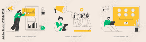 Marketing strategies abstract concept vector illustrations.