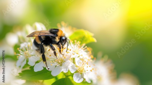 close-up of a bee pollinating a flower, emphasizing the importance of pollinators and biodiversity on Earth Day © Anna