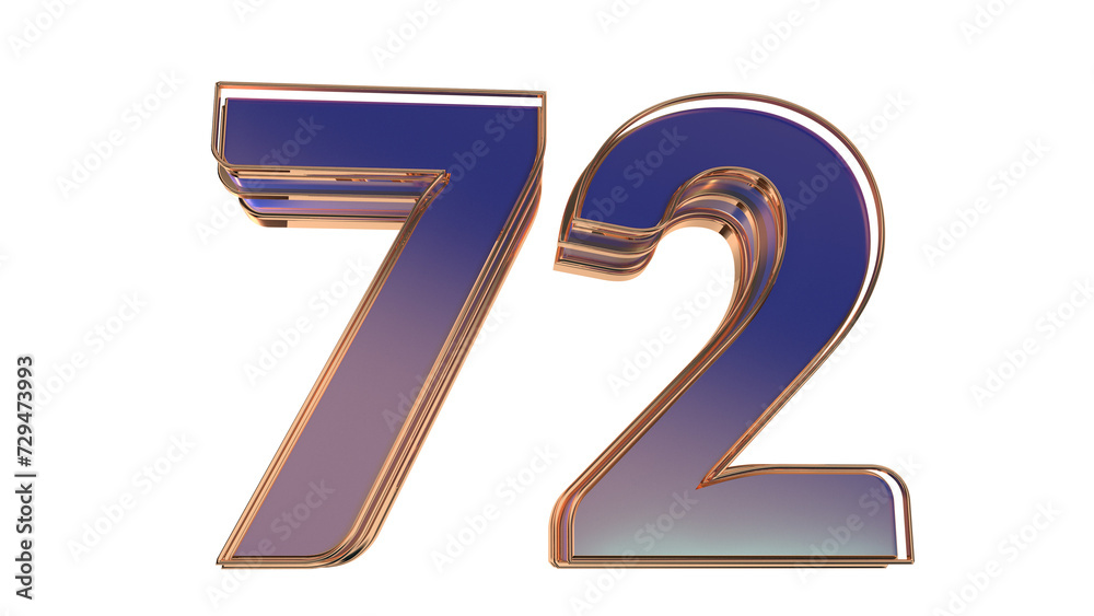 Purple gold 3d number 72