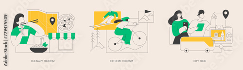 Authentic travel experience abstract concept vector illustrations.