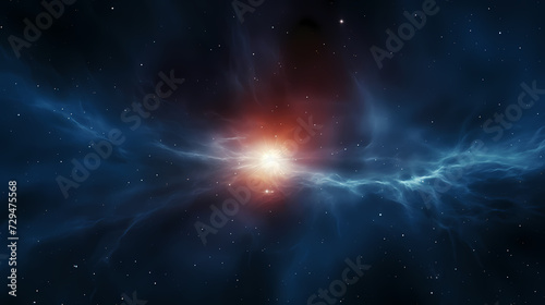 Space galaxy background, 3D illustration of nebulae in the universe © jiejie