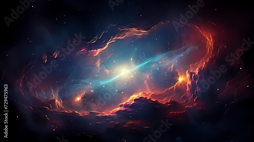Space galaxy background, 3D illustration of nebulae in the universe photo