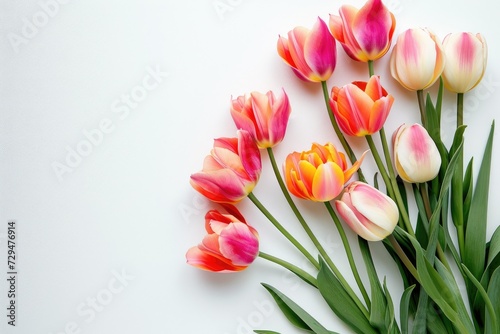 beautiful Tulips on white background, wedding background, women day background, mother day background
