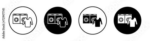 Laundry zone flat line icon set. Laundry zone Thin line illustration vector