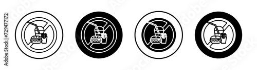 No eating flat line icon set. No eating Thin line illustration vector