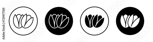 Pistachio flat line icon set. Pistachio Thin line illustration vector