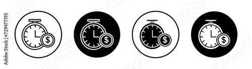 Time is money flat line icon set. Time is money Thin line illustration vector