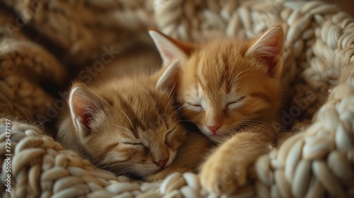 A pair of adorable kittens nestled together in a cozy basket.