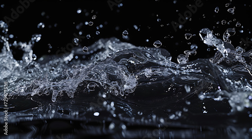 a shot of water splashing on a black background in