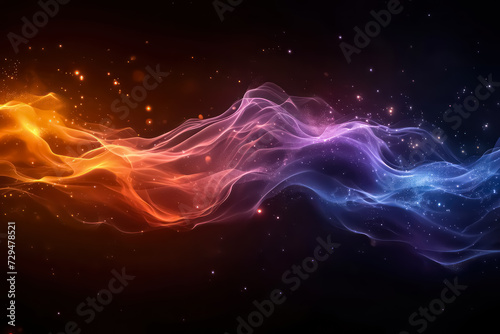 wallpaper illustration of colorful lines forming waves with abstract patterns on white   black background  Artificial Intelligence