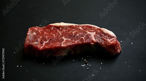 a sirloin steak slice on black dark background in