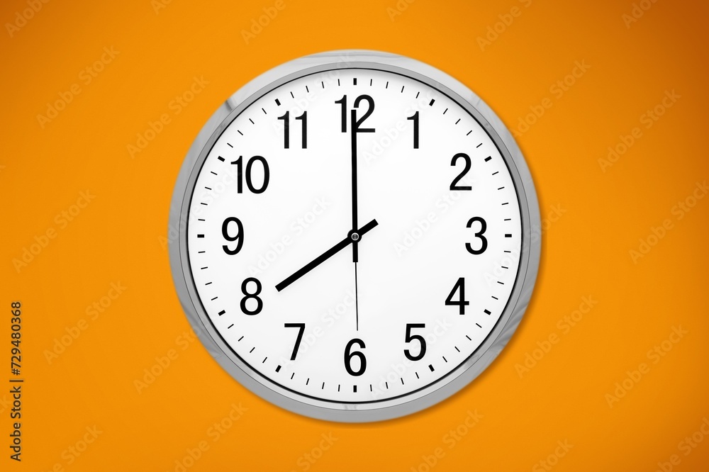 Minimal clock with numbers on wall background Minimal clock with numbers on wall background