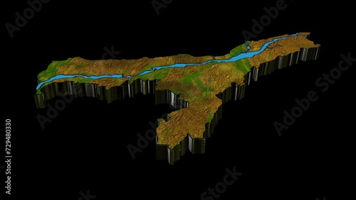 Assam Map in 3D HD Animation with Alpha Channel