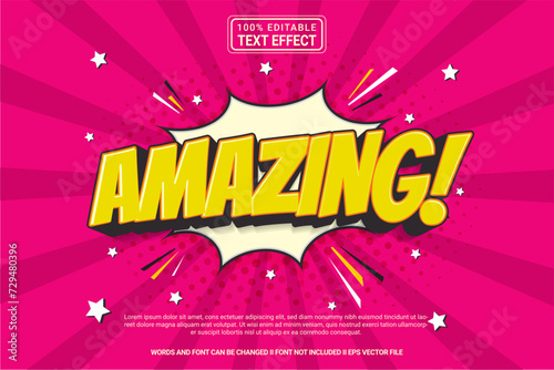 Editable text effect Amazing! 3d cartoon template style modern premium vector