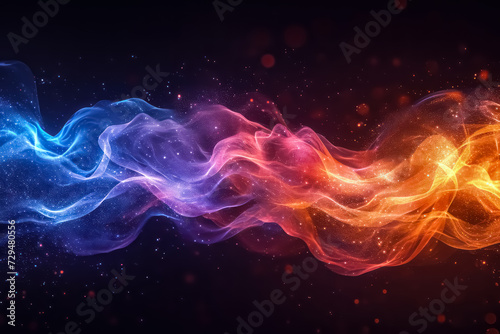 wallpaper illustration of colorful lines forming waves with abstract patterns on white   black background  Artificial Intelligence