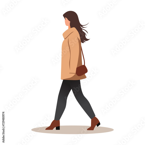 Business woman illustration. Flat cartoon vector illustration with office clothes. Colored illustration isolated on white background