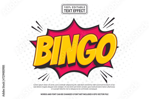 Editable text effect Bingo 3d cartoon template style modern premium vector