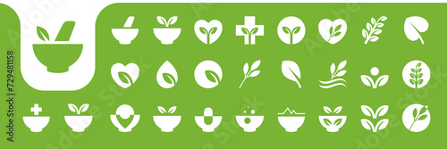 herbal medicine nature flat icon collection vector design