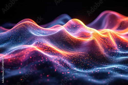 wallpaper illustration of colorful lines forming waves with abstract patterns on white & black background, Artificial Intelligence