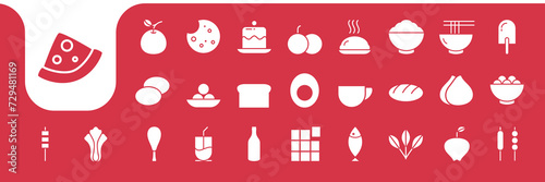nutritional food flat icon collection logo design vector