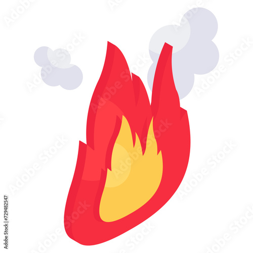 An icon design of fire, flame burning 